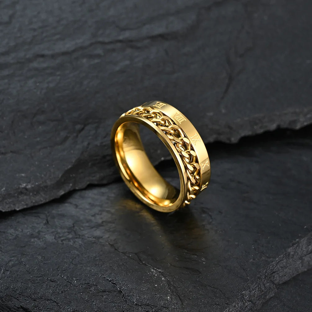 ROMAN NUMERAL SPINNER RING