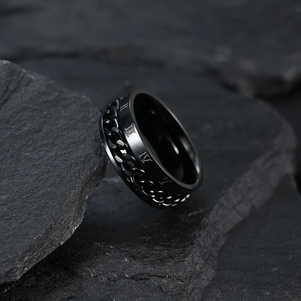 ROMAN NUMERAL SPINNER RING