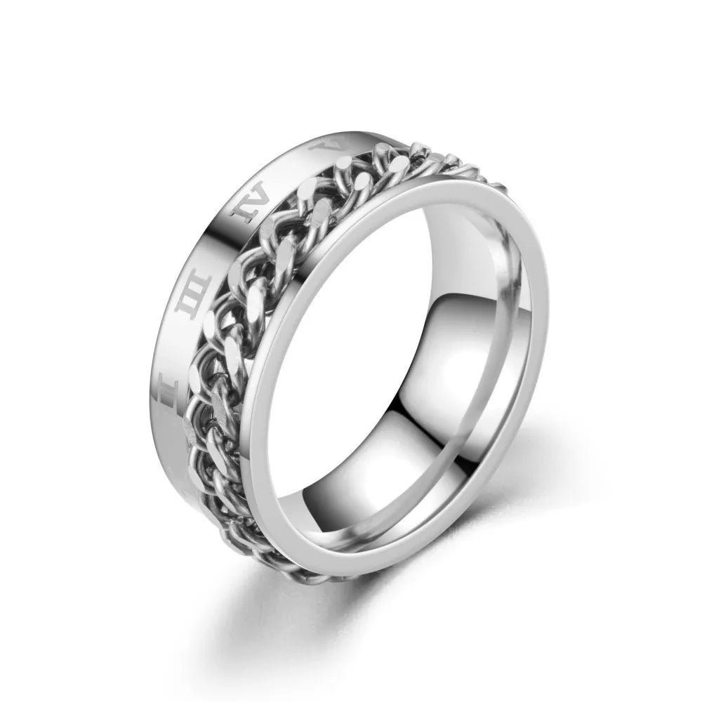 ROMAN NUMERAL SPINNER RING