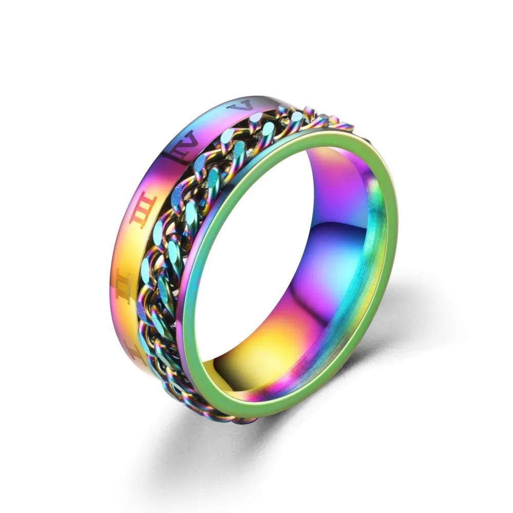 ROMAN NUMERAL SPINNER RING
