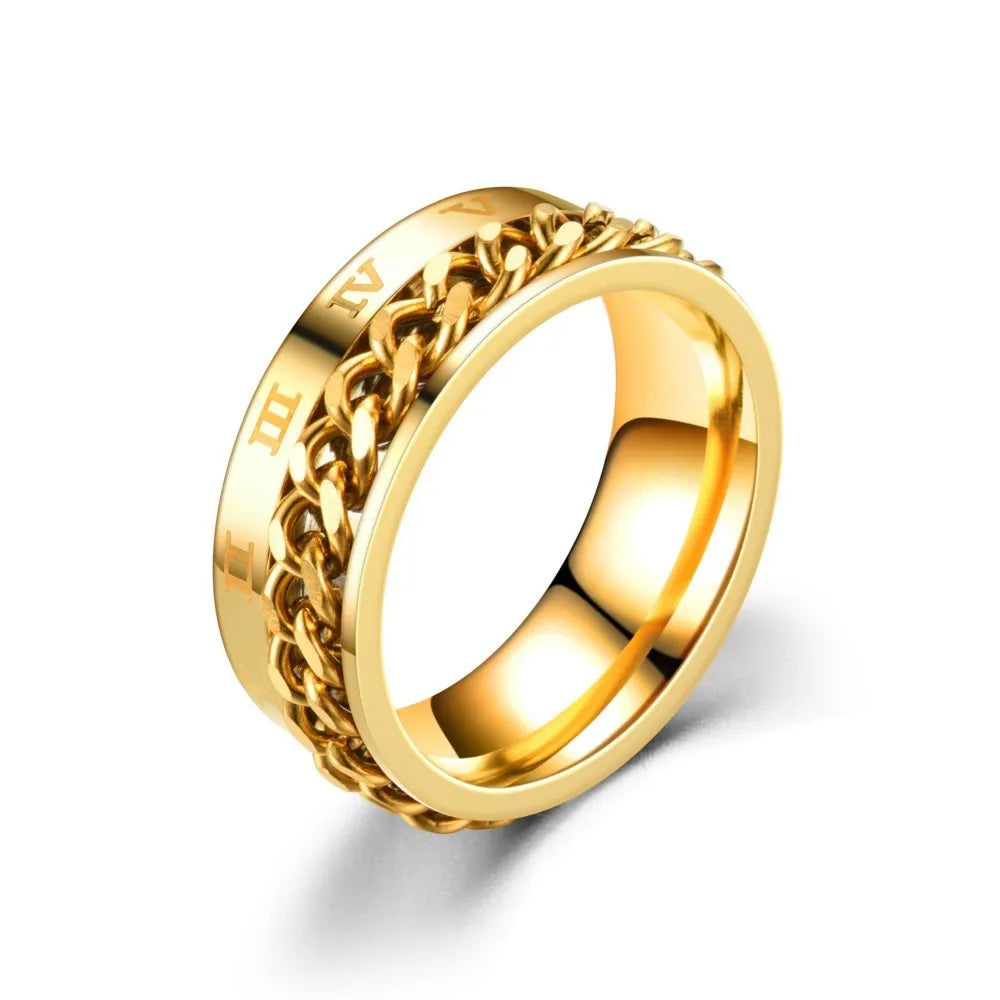 ROMAN NUMERAL SPINNER RING