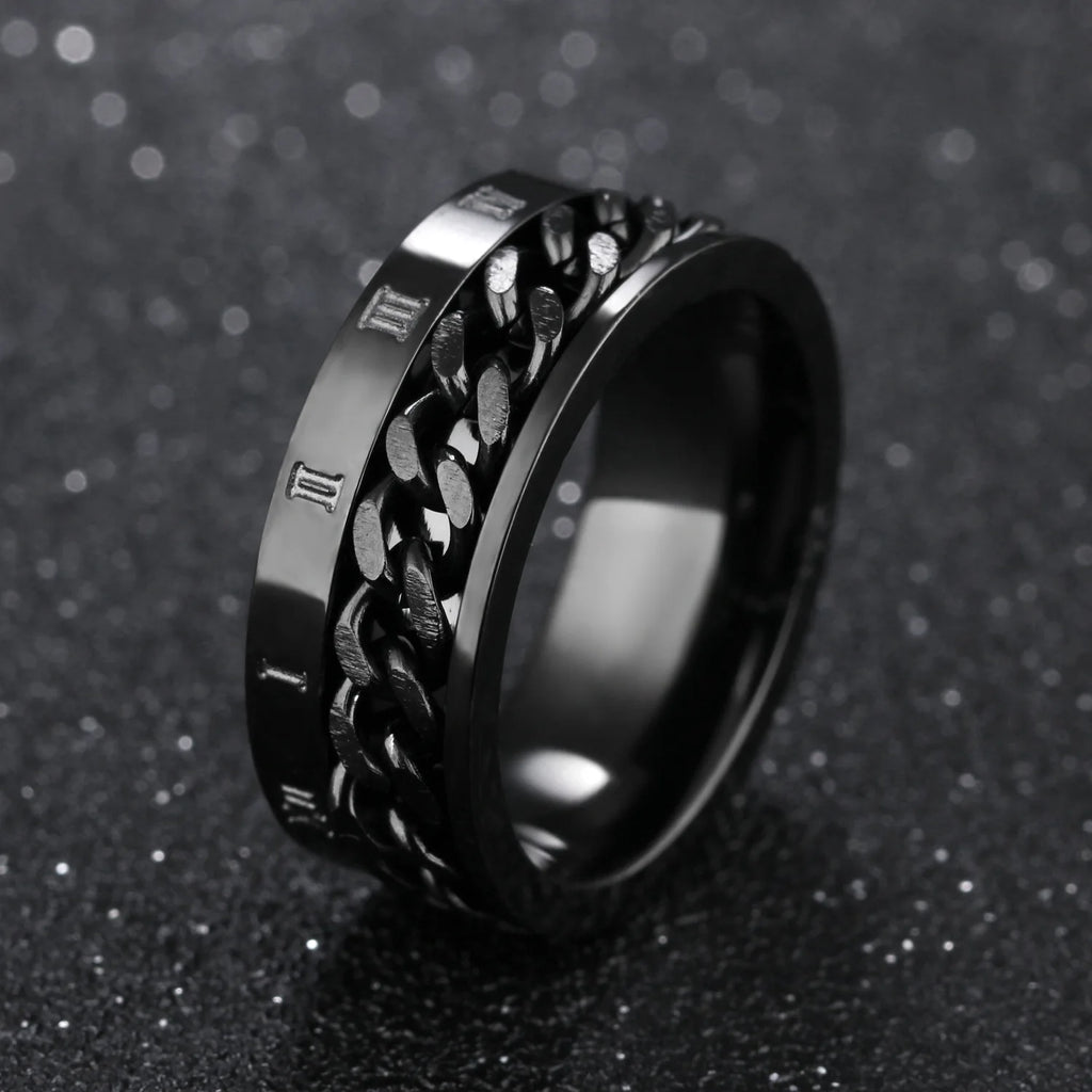 ROMAN NUMERAL SPINNER RING