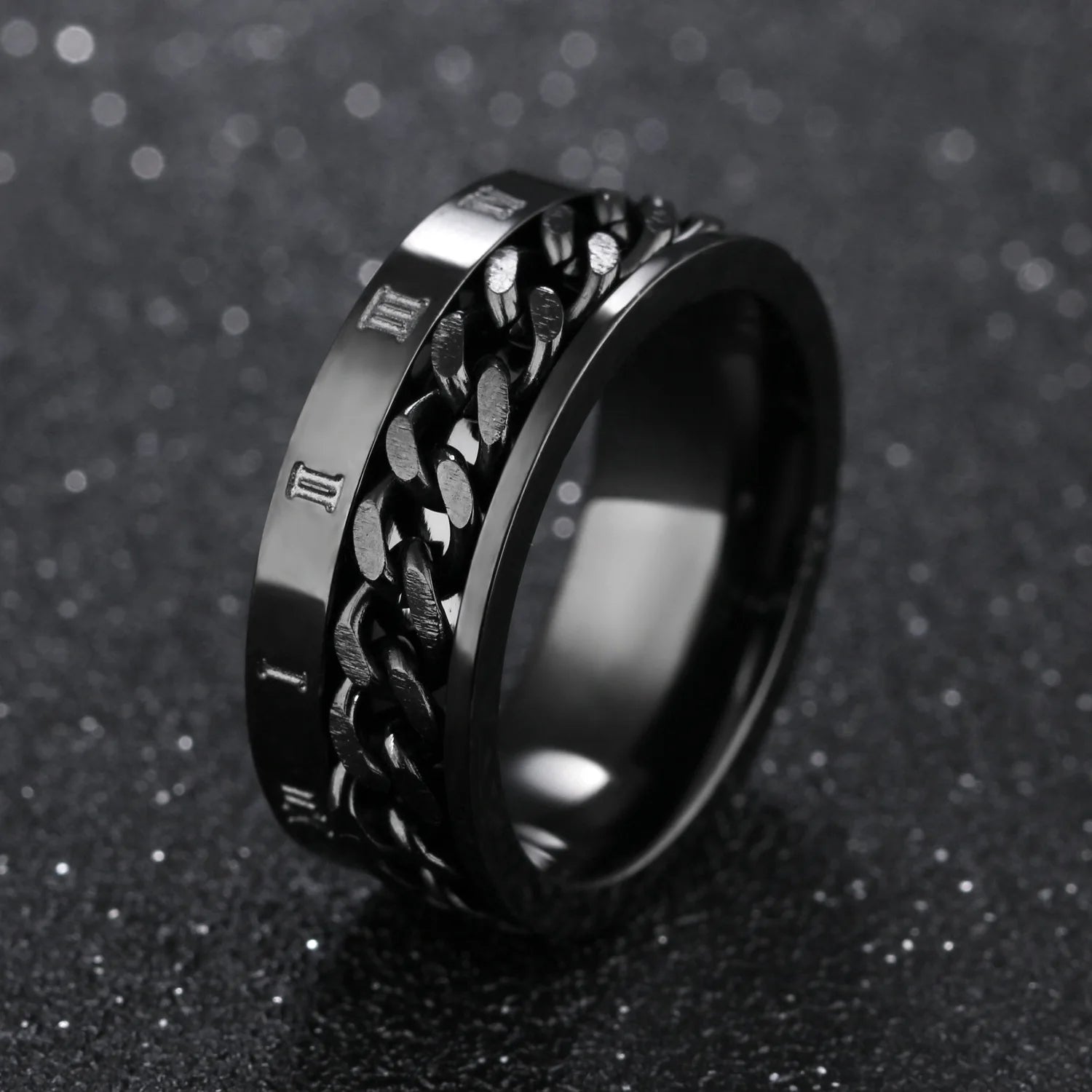 ROMAN NUMERAL SPINNER RING