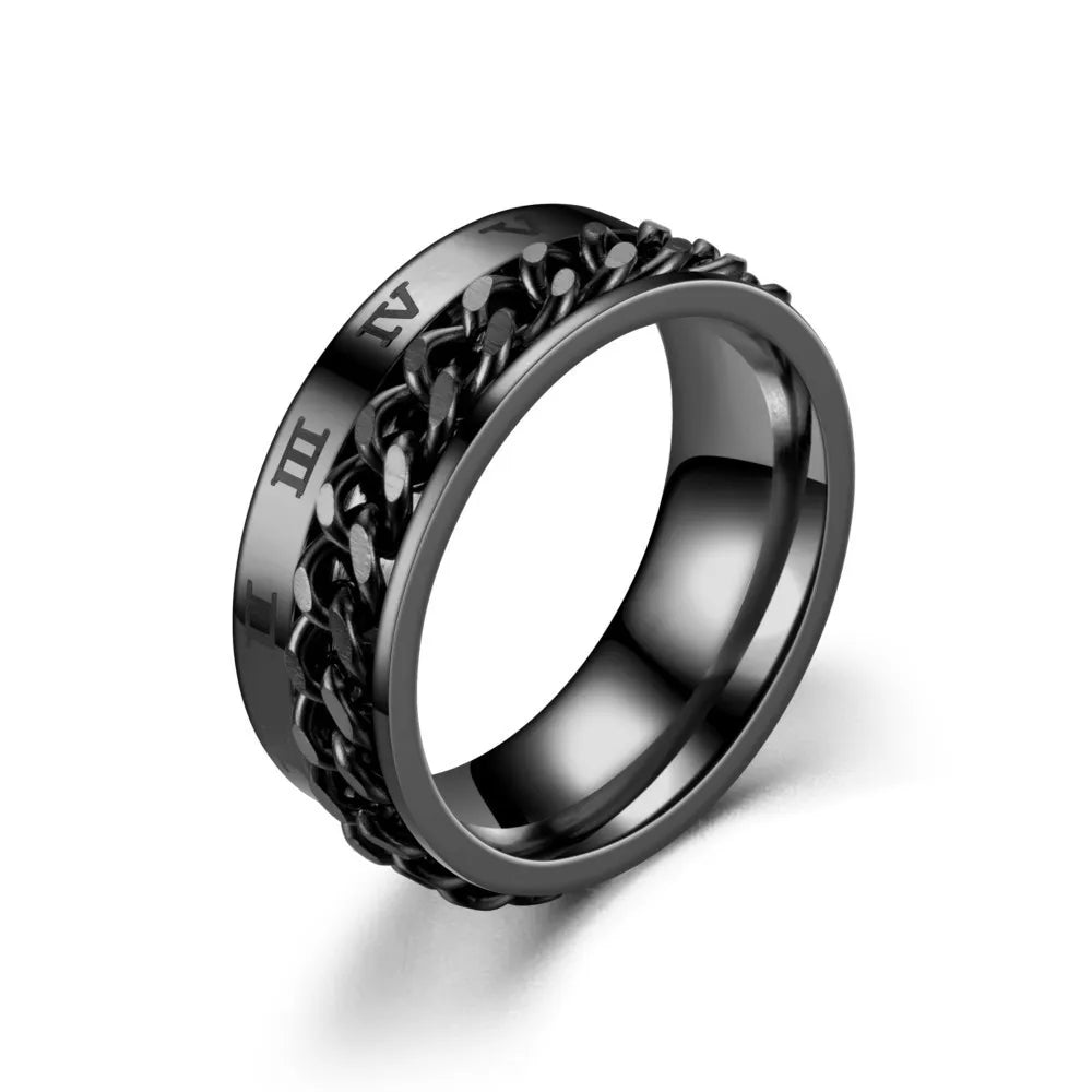 ROMAN NUMERAL SPINNER RING