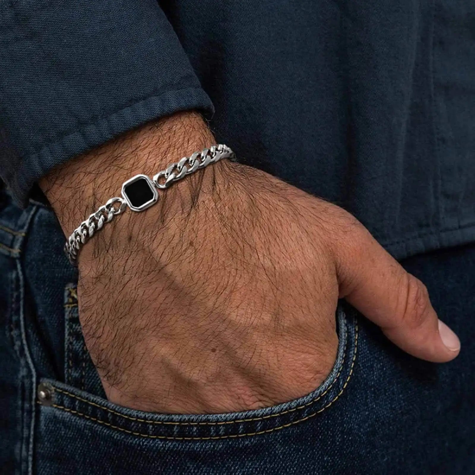 STONE CUBAN BRACELET