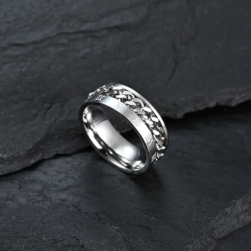 ROMAN NUMERAL SPINNER RING